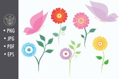 Flowers and Butterflies Clipart | Spring Printable Flowers Product Image 1