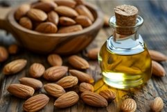 Oily Almond oil nuts. Generate Ai Product Image 1