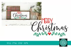 Merry Christmas SVG | Christmas Berries Sign Cut File Product Image 1