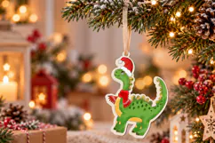 Christmas Long Neck Dino Ornament Laser Cut Glowforge Product Image 4