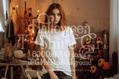 Halloween T-Shirt Mockup for Women, White T-Shirt Mockup, 11 Product Image 1