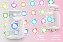 Colorful Flower Shape Stickers Clipart PNG files Set of 24 Product Image 2