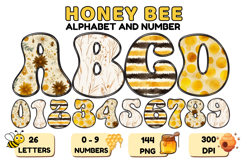 Honey bee Alphabet png clipart, honey bee letters doodle Product Image 1