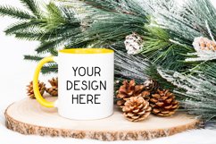 Mug Mockup Christmas 11 Oz White Coffee Cup Yellow Handle Product Image 1