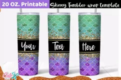 Mermaid Ombre 20 Oz. Skinny Tumbler wrap sublimation designs Product Image 1
