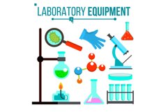 Laboratory Equipment Vector. Chemical Laboratory Experiment. Product Image 1