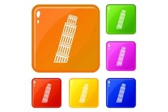 Tower of pisa icons set vector color Product Image 1