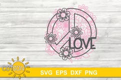 Peace SVG | Floral Peace Love sign SVG | Hippie SVG Product Image 3