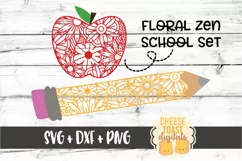 Floral School Zen Doodle Set - Teacher SVG PNG DXF Cut Files Product Image 1