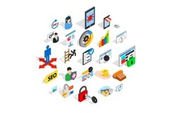 Seo optimization icons set, isometric style Product Image 1