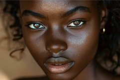 Beautiful young woman with dark skin and curly hair posing i Product Image 1