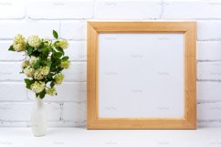 Square wooden picture frame mockup with white spirea Product Image 2