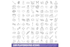 100 playground icons set, outline style Product Image 1