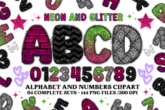 Neon Glitter Alphabet png clipart,neon glitter letter doodle Product Image 1