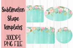 Aqua Watercolor with Flowers Sublimation Templates Product Image 1