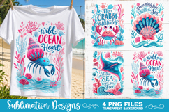Boho sea creatures sublimation PNG, Ocean creatures 4 PNG Product Image 2