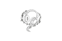 Headphones with Music Notes Product Image 1