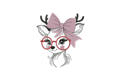 Cute Reindeer with Pink Bow and Glasses, Machine Product Image 1
