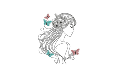 Elegant Floral Woman with butterfies Product Image 1