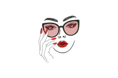 Stylish Woman with Red Sunglasses Product Image 1