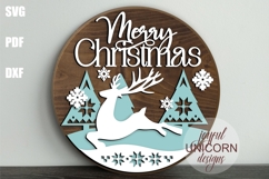 Merry Christmas Nordic Sign SVG | Scandinavian Reindeer Sign Product Image 1