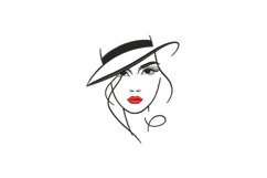 Red Lips Lady with Hat Product Image 1