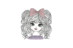 Line art Cute Girl with Big Bow Product Image 1