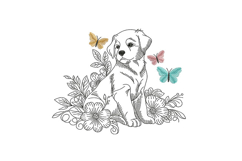 Puppy with Butterflies and floral Product Image 1