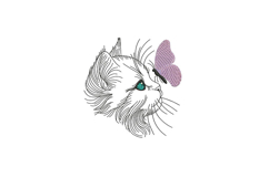 Cat and Butterfly Line Art Product Image 1