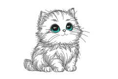 Big Eyes Kitten line art Product Image 1