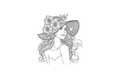 Elegant Woman with Floral Hat Product Image 1