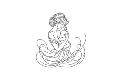 Mother and Baby line art Product Image 1