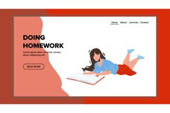 Doing Homework And Reading Literature Girl Vector Product Image 1