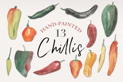 Chilli Watercolors Clipart Elements Spicy Food Hot Product Image 1