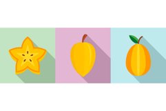 Carambola icons set, flat style Product Image 1