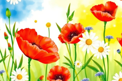 Red Poppy Field Background Product Image 1