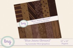 Brown Blue Jeans Digital Scrapbooking Papers Product Image 1