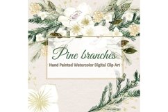 Watercolor mint hand painted pine branches cliparts Product Image 4