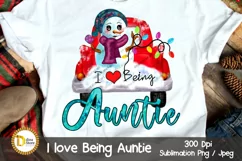I Love Being Auntie | Cute Christmas Sublimation PNG Product Image 1