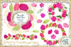 Watercolour floral clipart frames wreath pink Product Image 1