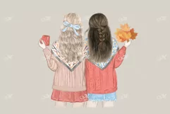 Fall Best Friends. Hand drawn illustration - PNG/JPEG/PSD Product Image 2