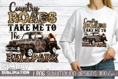 Country Roads Take Me To The Ballpark Sublimation Design Product Image 1