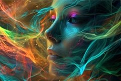 Imaginative Colorful woman head aura digital art. Generate A Product Image 1