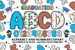 Graduation Alphabet png clipart, graduation letters doodle Product Image 1