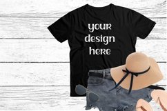Summer Woman&#039;s T Shirt Clothing Mockup | Black Gildan Tshirt Product Image 1