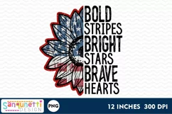 Bold Stripes Patriotic Sunflower PNG Sublimation Product Image 2