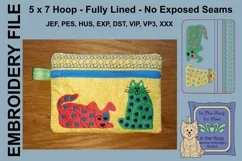 ITH Funky Cat & Dog Zipper Bag - Fully Lined, 5X7 HOOP Product Image 1