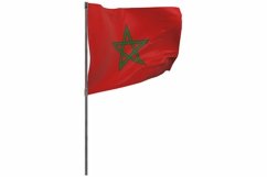 Morocco flag on pole. Waving banner isolated. National flag Product Image 1