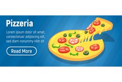 Pizzeria concept banner, isometric style Product Image 1