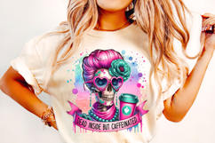 Dead Inside But Caffeinated PNG, Funny Skeleton PNG, Coffee Product Image 1